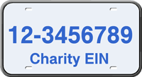 Charity EIN license plate